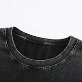 billiga grundläggande t-shirts-Herr T-shirt Tvätta skjorta i 100 % bomull Kortärmad Rund hals Sommar Vår Alla årstider Ensfärgat Elegant Vintage Neutral Ficka Crewneck Urblekt Ledigt Hem Utomhus Ljusblå Aprikos Svart Topp t-shirt