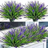 economico Fiore finti-24 mazzi di fiori di lavanda artificiali, piante viola da esterno, fiori finti resistenti ai raggi UV, fiori artificiali da esterno, piante finte in plastica per veranda, giardino, fioriera, cortile,