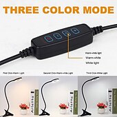 preiswerte Leselampen-1 LED-Klemmleuchte, 48 LEDs, 3 Farbmodi, Helligkeit einstellbar, flimmerfrei, augenschonend, 5V USB-Stromversorgung, geeignet für Arbeitszimmer, Büro, Nachttisch, Live-Stream-Beleuchtung