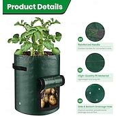 billiga Trädgårdsarbete-2-pack grönsaksodlingsbehållare PE-behållare, potatisodlingspåsar, 10 gallon med klaff och handtag, krukor för lök, frukt, tomat och morötter
