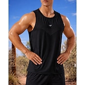 billige Løpe T-skjorter og tanktopper-Herre Ensfarget Treningstank topp Singlet til jogging Sportstopp Sommer Ermeløs Hurtigtørkende Fukttransport Pustende Treningsøkt Vandring Jogge Mørkegrå lysende grønne Svart Sports Sportsklær