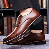 baratos Sapatos Oxford-Sapatos sociais masculinos em couro sintético, clássicos e elegantes para o escritório e ocasiões especiais.