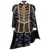 preiswerte Outfits-Rokoko Viktorianisch Renaissance Outfits Ausgefallene Kostüme Edelmann Königliche Kleidung Kostüm Herren Halloween Karneval Party Leistung Renaissance-Messe Erwachsene Oberteil Umhang Shorts