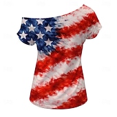  A 250-a aniversare a SUA Retro / vintage Anii 1980 Tricou Pe Umăr Mâneci scurte Costume de fancy Pentru femei 4 iulie Ziua Independenței Adulți Tricou