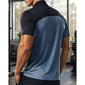 Χαμηλού Κόστους T-shirts και αμάνικα μπλουζάκια για τρέξιμο-Ανδρικά Συνδυασμός Χρωμάτων Tricou de Alergat Μπλούζα συμπίεσης Αθλητική φανέλα Αθλητική κορυφή Καλοκαίρι Κουρελού Φερμουάρ ενός τετάρτου Κοντομάνικο Γρήγορο Στέγνωμα Ύγρανση Αναπνέει