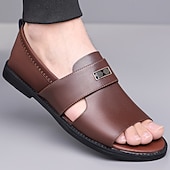 cheap Dress Sandals-Men's Black Slide Sandals, Adjustable Strap, Casual Comfort Sole, Relaxed Summer Style for Beach, Poolside &amp; Daily Wear