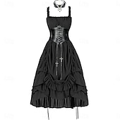 abordables Vestido-Conjunto Gótico Victoriano Renacimiento Asimétrica Vestidos Faja Collar con accesorios Princesas Corte A Disfraz Mujer Víspera de Todos los Santos Carnaval Casual Diario Feria del Renacimiento LARP