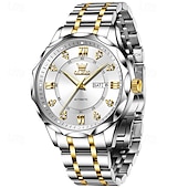 levne Mechanické hodinky-Nové pánské business hodinky značky Olevs s luminiscenčním displejem, kalendářem a týdenním ukazatelem, plně automatickým mechanickým strojkem, tvarem kosočtverce osazeným diamanty, voděodolné, vhodné