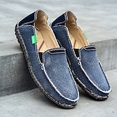 preiswerte Slipper Schuhe-Graue Herren-Slipper aus Canvas, leichte und bequeme Loafer für den täglichen Weg zur Arbeit, Wochenendausflüge und den Alltag.