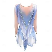 economico Abiti da Pattinaggio Artistico-Abito da pattinaggio artistico Ragazze Pattinaggio sul ghiaccio Vestito Azzurro cielo Patchwork Orlo asimmetrico Elasticizzato Allenamento Competizione Vestiti da pattinaggio sul ghiaccio Classico