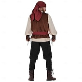 economico Outfit-Set Retrò Vintage Medievale Rinascimento Pantaloni Copricapo Gilet con accessori Lunghe Pirata Girocollo Costume Per uomo Halloween Carnevale Fiera Rinascimentale LARP Adulti Gilet Camicia Pantaloni