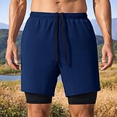 abordables Pantalones cortos de correr-Hombre Pantalones Cortos Running Pantalón Corto Short Running Pantalones cortos deportivos 2 en 1 con bolsillo para teléfono Bermudas Diario Exterior Deporte Verano Secado rápido Dispersor de humedad