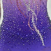 cheap Figure Skating Dresses-Figure Skating Dress Women's Ice Skating Dress Fuchsia Patchwork Open Back Stretchy Training Competition Skating Wear Classic Crystal / Rhinestone Long Sleeve Ice Skating Figure Skating