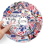 voordelige VS 250e-200 stuks 4 juli stickers, 4 verpakkingen van 50 patriottische waterdichte vinylstickers voor waterflessen en laptops, stickers met de Amerikaanse vlag voor Onafhankelijkheidsdag voor kinderen,