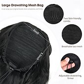 abordables Coletas-Extensión de cola de caballo para mujeres, extensiones de cabello de cola de caballo en capas de 26 pulgadas de largo, cola de caballo con cordón para mujeres negras, extensiones de cabello sintético