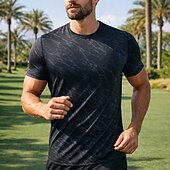 voordelige Hardloop T-shirts en Tanktops-Voor heren Grafisch Marmeren afdrukken Hardloopshirt Compressieshirt Atletisch shirt Sporttop Zomer Korte mouw Sneldrogend Vochtregelerend Ademend Sportschooltraining Wandelen Joggen blauw Zwart Wit