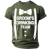  Heren bruidegom drinkteam tekst vlinderdas bretels smoking grafisch humoristisch sarcastisch vrijgezellenfeest bruiloft bruidsjonkers t-shirt regular fit casual feestkleding kleding s m l xl xxl xxxl