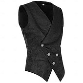 abordables Tapas-Gótico Victoriano Medieval Chaleco Sin Mangas Vampiros Caballero Noble Jacquard Ajustado / Acampanado Disfraz Hombre Real Víspera de Todos los Santos Carnaval Feria del Renacimiento LARP Adulto