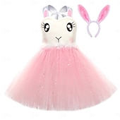 abordables Costume d'Animal-Tutu Robe Animal Lapin lapin de Pâques Robes Drôle Enfant Fille Halloween Pâques Carnaval Soirée Déguisements d'Halloween faciles Se déguiser