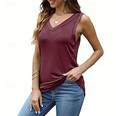  Confezioni multiple Confezione da 3 Da donna Girocollo Senza Maniche Nero + bianco + rosso Maglietta Canotta Maglietta senza maniche Tinta unica Casuale Quotidiano Cotone Estate