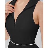 baratos Vestido Feminino-Mulheres Cor Sólida Vestido de tênis com shorts e sutiã embutidos Vestido esportivo Sem Manga Zip Up Bolsos Elástico Respirável Tênis Corrida Ginástica Gola Alta Vestidos Moletom Preto Branco Roupas
