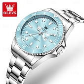 billiga Kvartsklockor-Mors Dag Gåva OLEVS Kvinnor Kvartsur Kreativ Minimalistisk Lyx Casual Kalender Datum Vattentålig Dekoration Rostfritt Stål Armbandsur