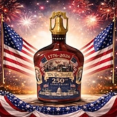 Bottiglia di whisky commemorativa per il 250° anniversario degli Stati Uniti 1776-2026, bottiglia di liquore patriottica in edizione limitata "We the People" con tappo a forma di campana della libertà, oggetto da collezione per la celebrazione dell'indipe