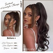 abordables Coletas-Extensión de cola de caballo para mujeres, extensiones de cabello de cola de caballo en capas de 26 pulgadas de largo, cola de caballo con cordón para mujeres negras, extensiones de cabello sintético