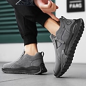 cheap Slip-On Casual Shoes-Men's Khaki and Black Slip-On Sneakers with Side Zipper, Lightweight Athletic Casual Shoes for Daily Walking, Travel and Outdoor Activities