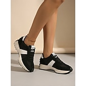 billiga Damsneakers-dam retro vit &amp;grå platåsneakers - avslappnade grova pappaskor med svart kontrastrand för dagligt streetwear, urban pendling &amp;stadsvandring