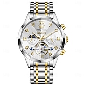 Χαμηλού Κόστους Μηχανικά Ρολόγια-Ανδρικό ρολόι Olevs 6621, αυτόματο μηχανικό επαγγελματικό ρολόι, αδιάβροχο, φωτεινό, αέναο ημερολόγιο, φάση σελήνης, ρολόγια από ανοξείδωτο ατσάλι