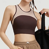 baratos Sutiã Esportivo-Mulheres Sustentação Média Regata com Bojo Sutiã de corrida Delgado Good Top Acolchoado Academia Exercício Corrida Leve Elástico Respirável Preto Branco Azul Retalhos