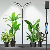 ieftine Lumini Reglabile LED-Lampă de creștere inelară cu două capete, de 6 inch, 3 moduri de culoare cu temporizator (3/9/12h), 10 niveluri reglabile, 168 LED-uri, înălțime reglabilă de 67 inch, spectru complet pentru plante de