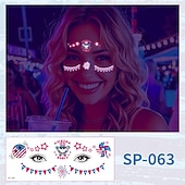  15 Pcs Independence Day Fluorescent Facial Tattoo Patch, American Party Festival Event Waterproof Sweat Disposable Makeup Face Patch
