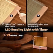 baratos Luzes de leitura-Luminária de leitura LED recarregável, transparente e plana, com 3 cores. &amp;Luzes de leitura com temporizador e intensidade ajustável para leitura noturna, luminária de painel para desenho com