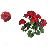 baratos Flor artificial-2 unidades de flores artificiais de begônia vermelha, flores de gerânio artificiais de seda, hastes florais artificiais para casamento, sala de estar, decoração de casa