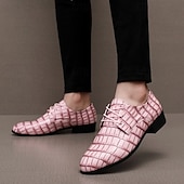 abordables Chaussures Derby-Chaussures habillées pour hommes en similicuir orange à motif crocodile – chaussures de ville et de mariage pour messieurs modernes