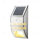 abordables Aplique de pared para exterior-Luces solares de acero inoxidable para cercas, para exteriores, impermeables, con sensor de movimiento, para postes de patio, terrazas, porches, barandillas de escaleras, muelles, portones, pasarelas,