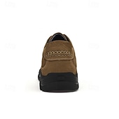 abordables Zapatos Informales con Cordones-Zapatos con cordones de piel sintética de ante color caqui para hombre, zapatillas informales antideslizantes y resistentes para senderismo y actividades al aire libre.
