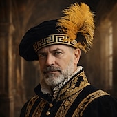 abordables Accesorios y más-Retro Antiguo Medieval Renacimiento Sombreros Príncipe Caballero Noble Bordado Disfraz Hombre Fantasía Víspera de Todos los Santos Carnaval Feria del Renacimiento LARP Fiesta temática retro Adulto