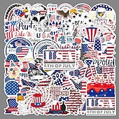voordelige VS 250e-200 stuks 4 juli stickers, 4 verpakkingen van 50 patriottische waterdichte vinylstickers voor waterflessen en laptops, stickers met de Amerikaanse vlag voor Onafhankelijkheidsdag voor kinderen,