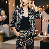 economico Cime-Retrò Vintage Anni '80 Cappotto Paillettes Tinta unita Costume Per donna Halloween Mascherata Performance Parata dell'Orgoglio Mese dell'orgoglio Adulti Cappotto Tutte le stagioni