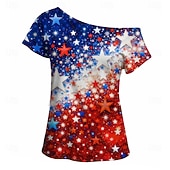  250. rocznica USA Retro / vintage Lata 80 Koszulkowy Na jedno ramię Krótkie rękawy Strój na bal maskowy Damskie 4 lipca Dzień Niepodległości Dla dorosłych podkoszulek