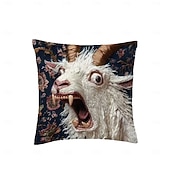 preiswerte Kissen, Einsätze und Abdeckungen werfen-Kissenbezug mit schreiender Ziege, 45 x 45 cm, lustiger Ziegenkissenbezug, 2D-Flachdruck mit verrücktem Tiermotiv, witzige Sofa-Deko, Kissenbezug für Zuhause oder Studentenwohnheim