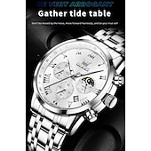 abordables Relojes de Cuarzo-Nuevo reloj de negocios para hombre de la marca Olevs con pantalla luminosa, función de cronómetro, calendario, indicador de 24 horas, reloj de cuarzo multifuncional, informal y moderno, resistente al