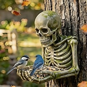 billige Utendørs vegghenger-Bigfoot fuglemater, vanntett utendørs skulptur med palmeskål &amp;skjult nøkkelhullshenger, tremontert/hengende hagedekor for fugletitting i hagen, for naturelskere