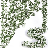 voordelige Kunstbloemen-8 stuks x 2,5 meter bloemenslinger van kunstmatige rozen met groene bladeren, hangende neprozenslinger voor kamer, feest, huis, bruiloft, verjaardag, kerst, muur, boogdecoratie, lente roze bloemen