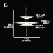 tanie Światła wysp-2 światła 50 cm Pojedynczy projekt Lampy widzące Szkło Akryl Wielowarstwowy Galwanizowany Malowane wykończenia Nowoczesny Styl skandynawski 85-265V