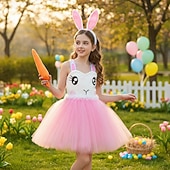 abordables Costume d'Animal-Tutu Robe Animal Lapin lapin de Pâques Robes Drôle Enfant Fille Halloween Pâques Carnaval Soirée Déguisements d'Halloween faciles Se déguiser