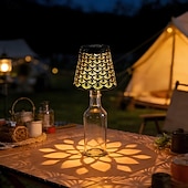 baratos Luzes de paisagem-1 unidade de luminária solar LED para rolha de garrafa, luminária para garrafa de vinho, luz embutida para sala de estar, sala de jantar, bar, camping, decoração de mesa, luz de projeção vazada